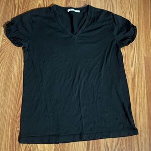 T by Alexander Wang Classic Black V-Neck Women's Short Sleeve Top‎ Basics Casual